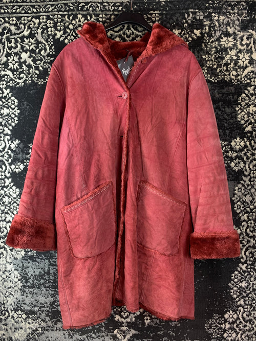Y2K Women's Red Faux Suede Coat