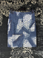 Y2K Women's Shimmery Denim Print Pencil Skirt
