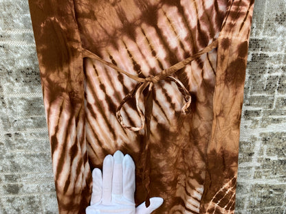 Womens Vintage Brown Tie Dye Cotton Dress