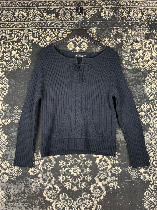 X-Mail Women’s Black Ribbed Knit Sweater