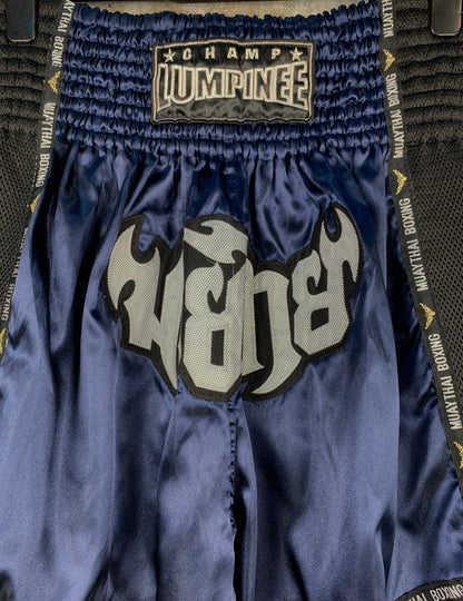 Men's Black and Blue Muay Thai Boxing Shorts