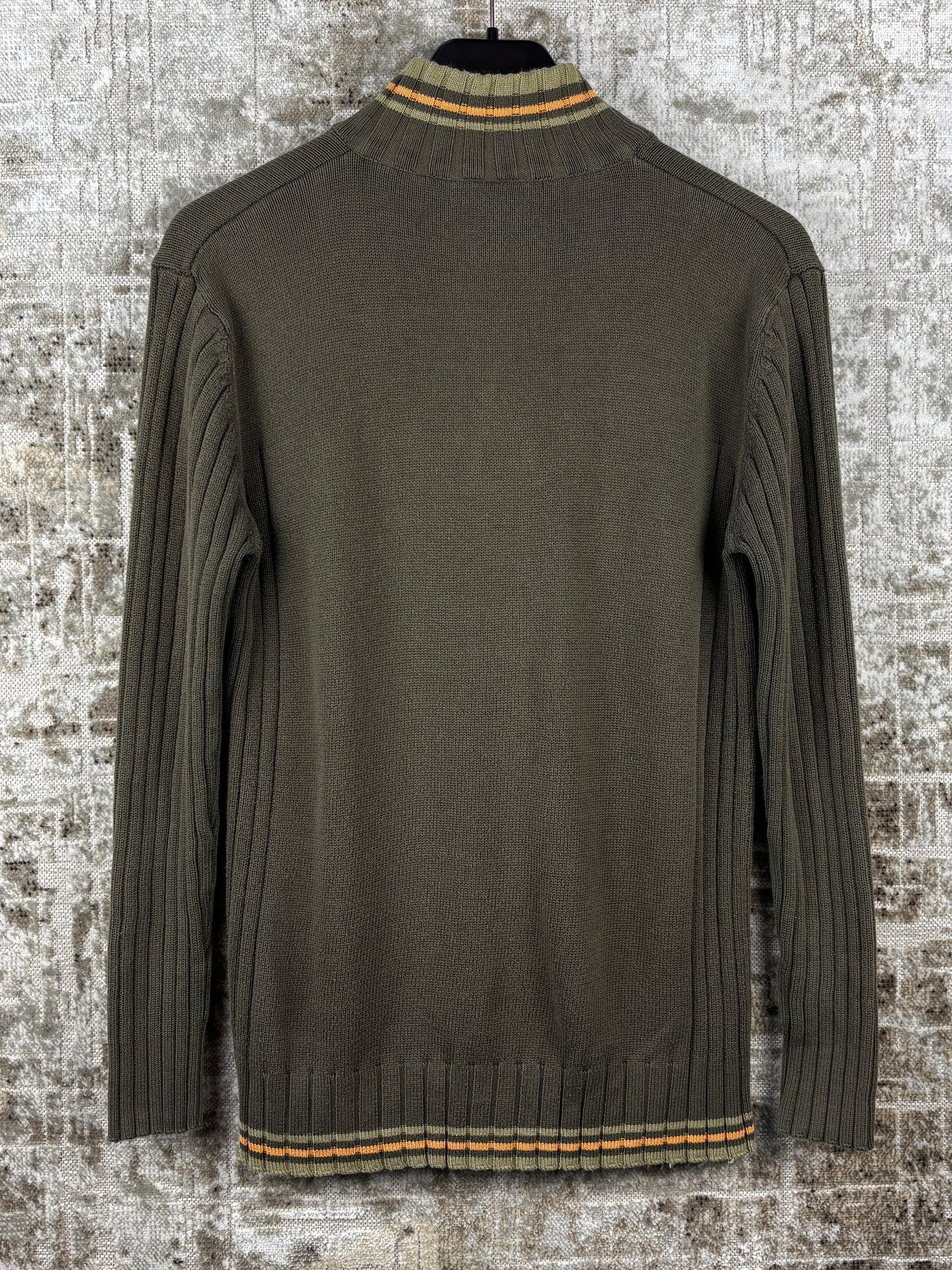 Mens Y2K Green Zip Up Sweater