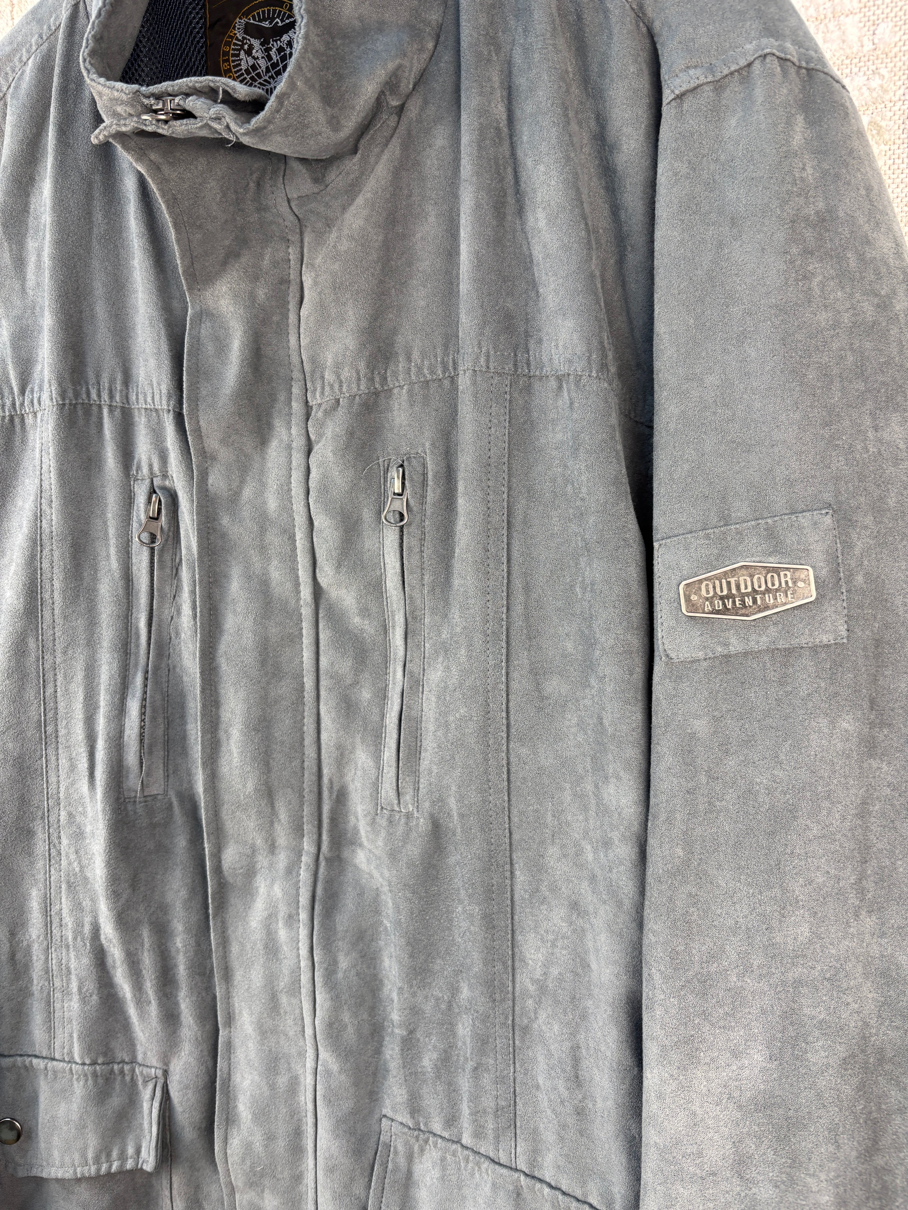 Mens Vintage Gray Suede Jacket Soft Leather Coat