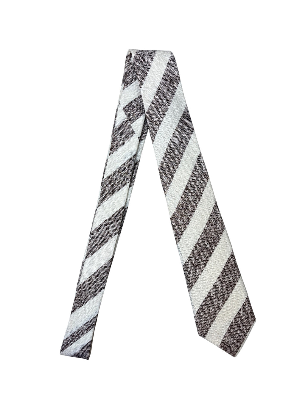 Brunello Cucinelli Striped Pointed Brown Cream Tie
