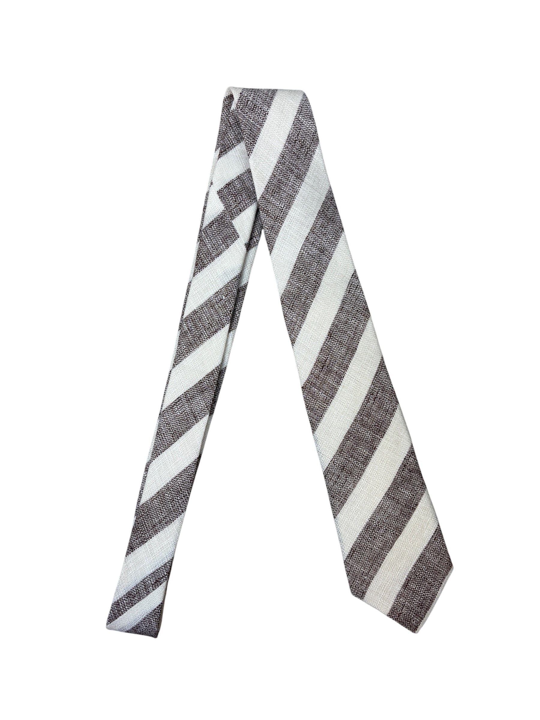 Brunello Cucinelli Striped Pointed Brown Cream Tie