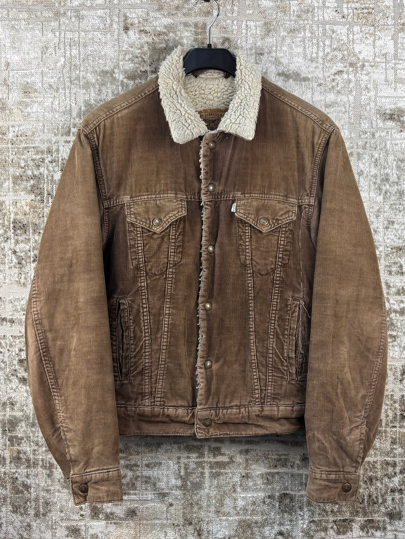 Mens Vintage Levis Brown Corduroy Sherpa Jacket