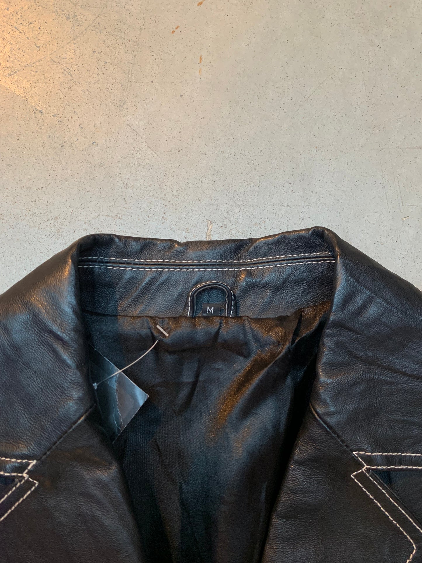 Women's Vintage Black Leather Button Up Jacket