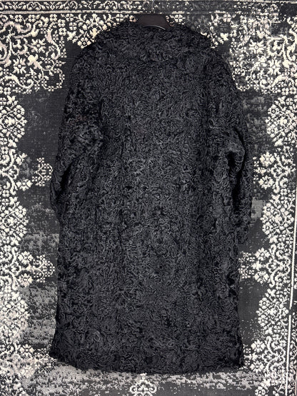 Women's Vintage Black Persian Lamb Fur Long Coat