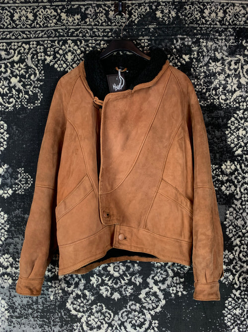 Men's Vintage Dark Orange Suede Leather Jacket