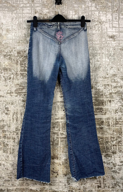 Womens Y2K Just Play Washed Blue Jeans