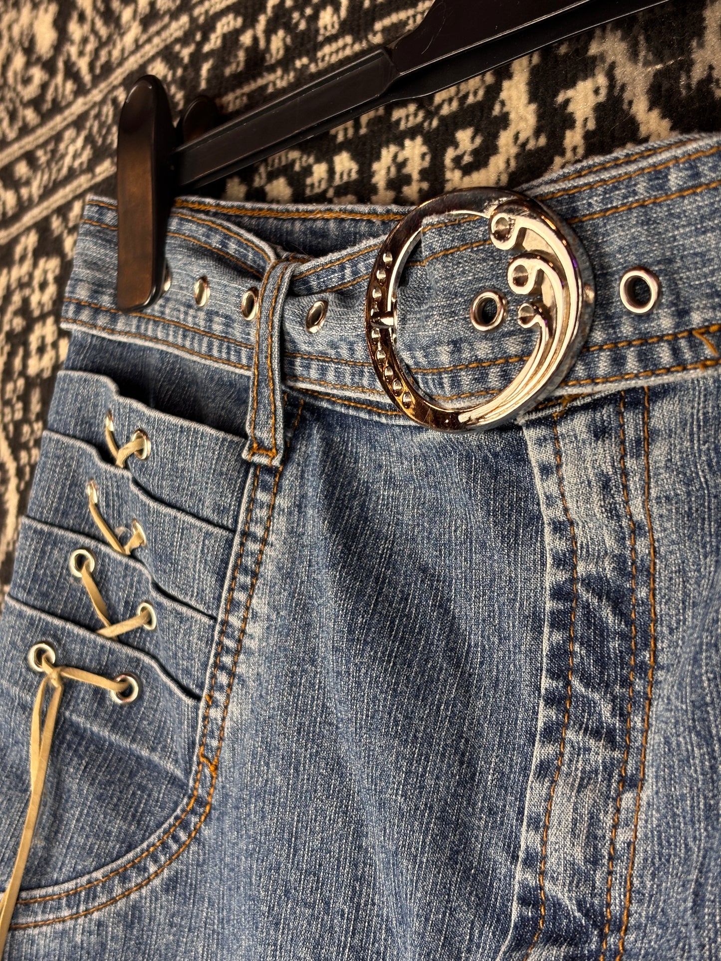 Women's Y2K Style Long Denim Skirt with Back Pockets