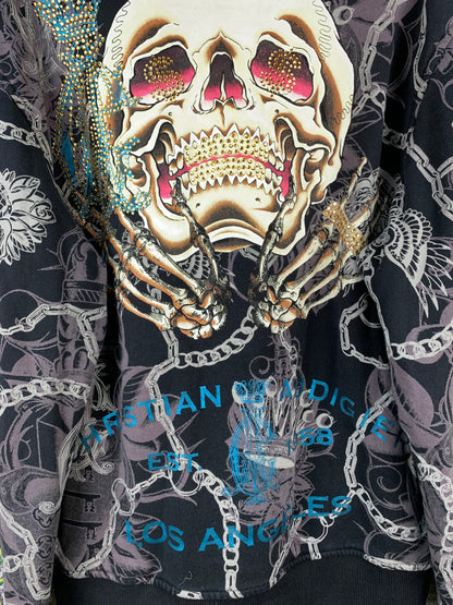 Christian Audigier Y2K Skull Hoodie