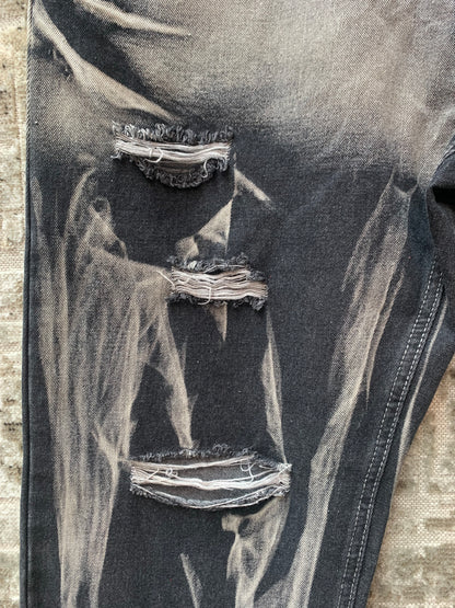 Men's Bleached Ripped Gray Jeans