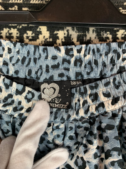 Y2K Style Blue Leopard Print Mini Skirt