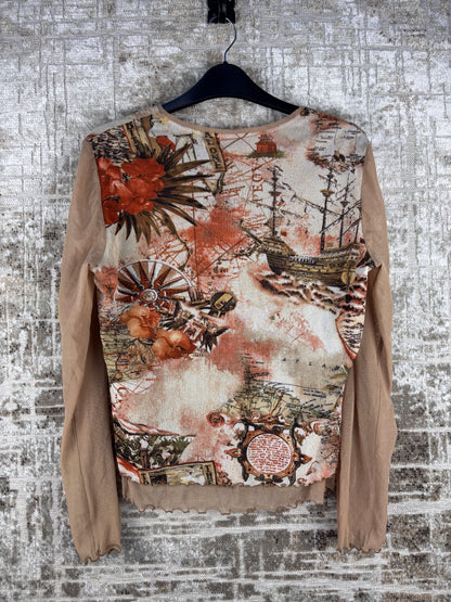 Womens Y2K Mesh Long Sleeve Top