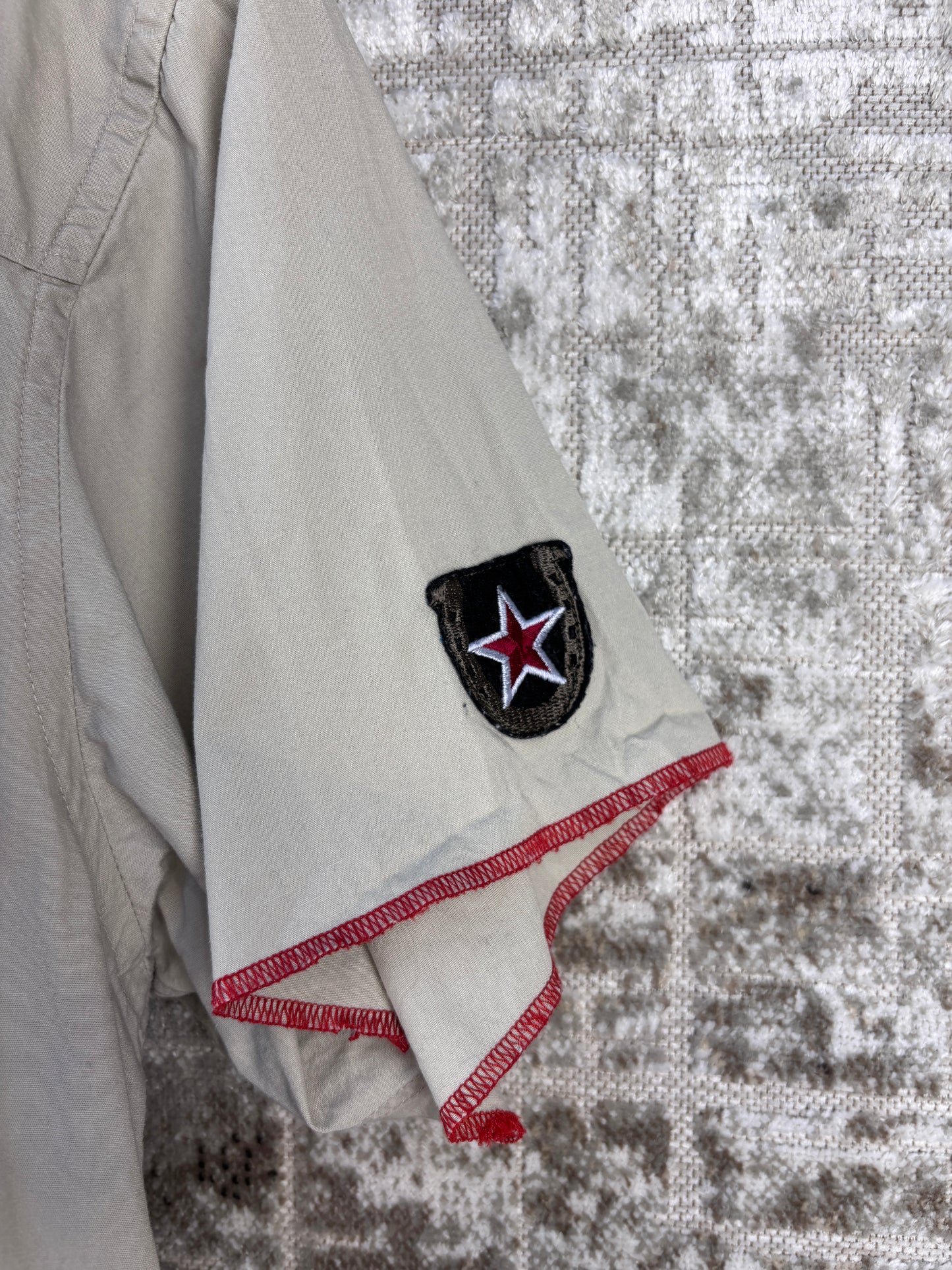 Mens Vintage Batistini Beige Western Button Up Shirt