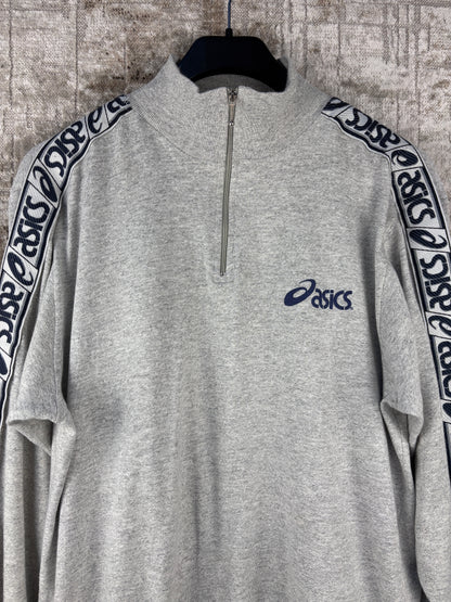 Mens Vintage Asics Light Gray Quarter Zip Sweatshirt