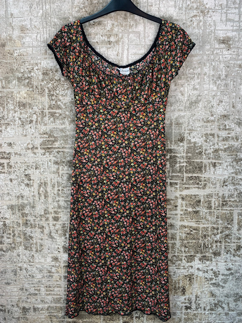 Womens Y2K Floral Milkmaid Dress
