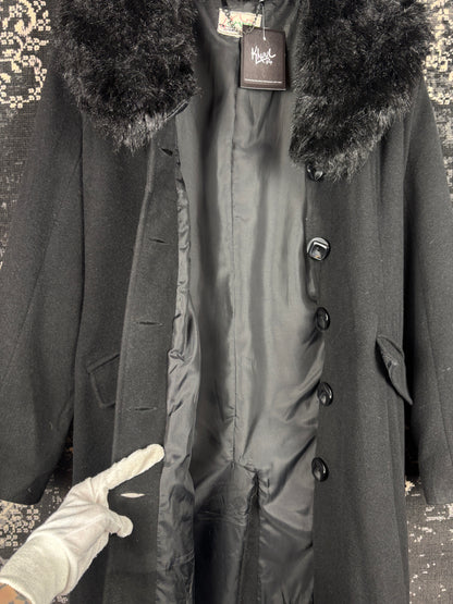 Elegant Women's Long Black Wool Blend Coat