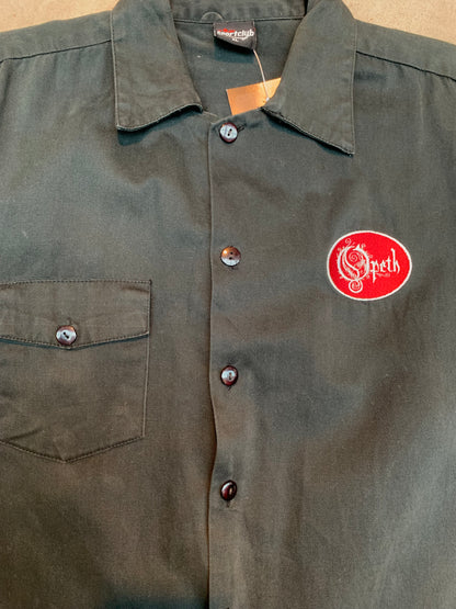 Opeth Black Work Shirt with Red Logo Patch