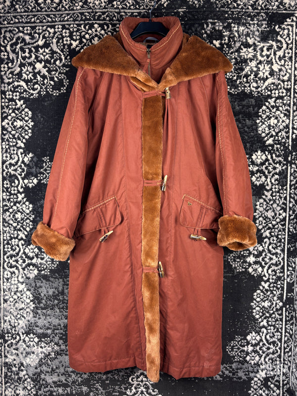 Women's Vintage Caramel Brown Full-Length Coat