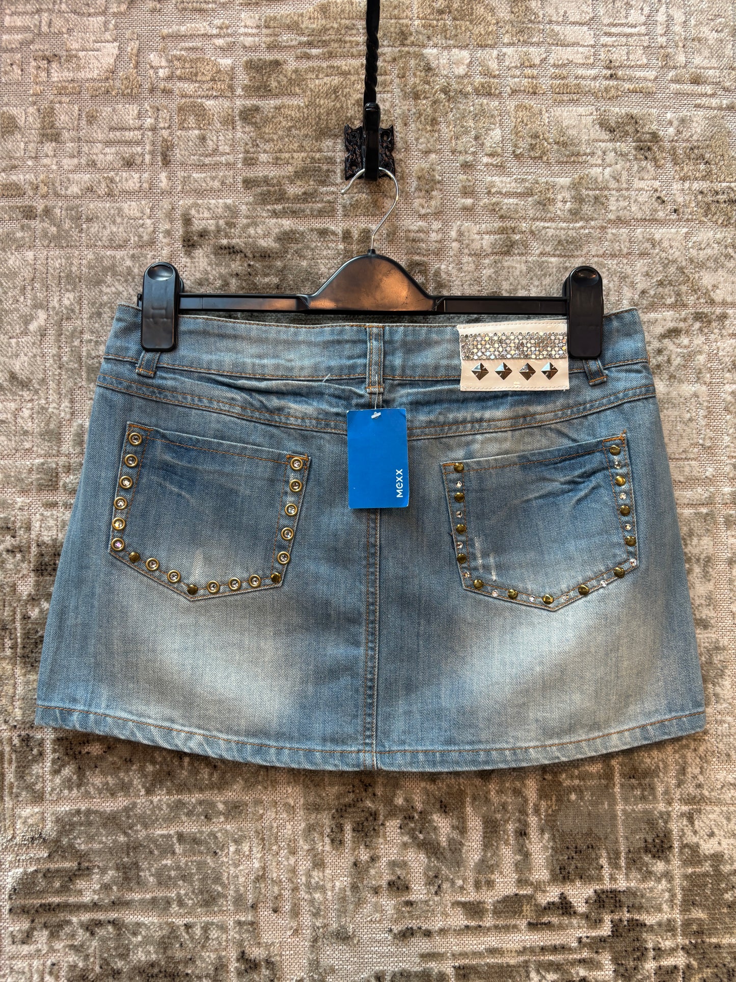 Mexx Y2K Studded Distressed Denim Mini Skirt
