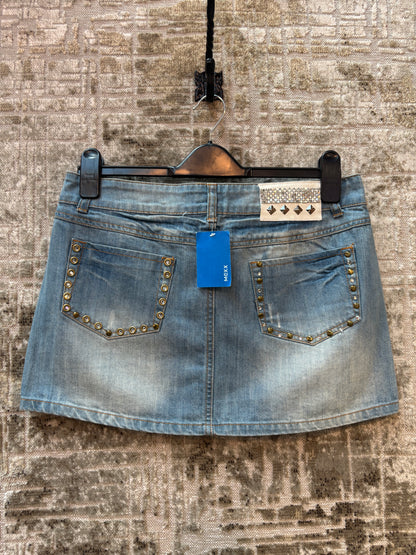 Mexx Y2K Studded Distressed Denim Mini Skirt