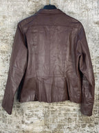 Womens Y2K Vintage Dark Burgundy Brown Genuine Leather Jacket
