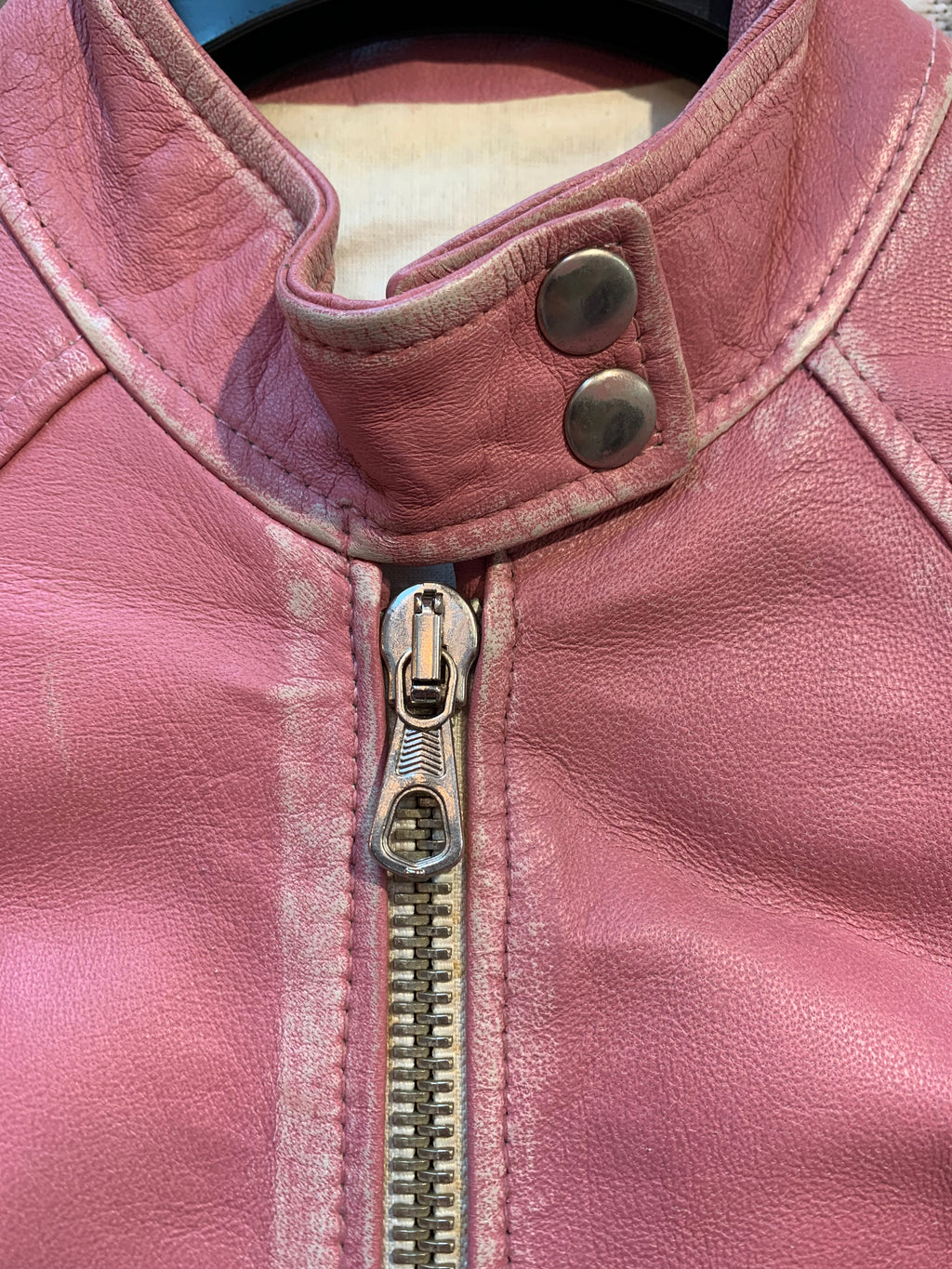 Rossodisera Y2K Distressed Leather Moto Jacket