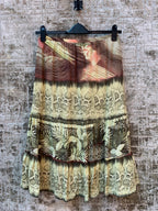 Y2K Womens Flowy Mixed Print Midi Skirt