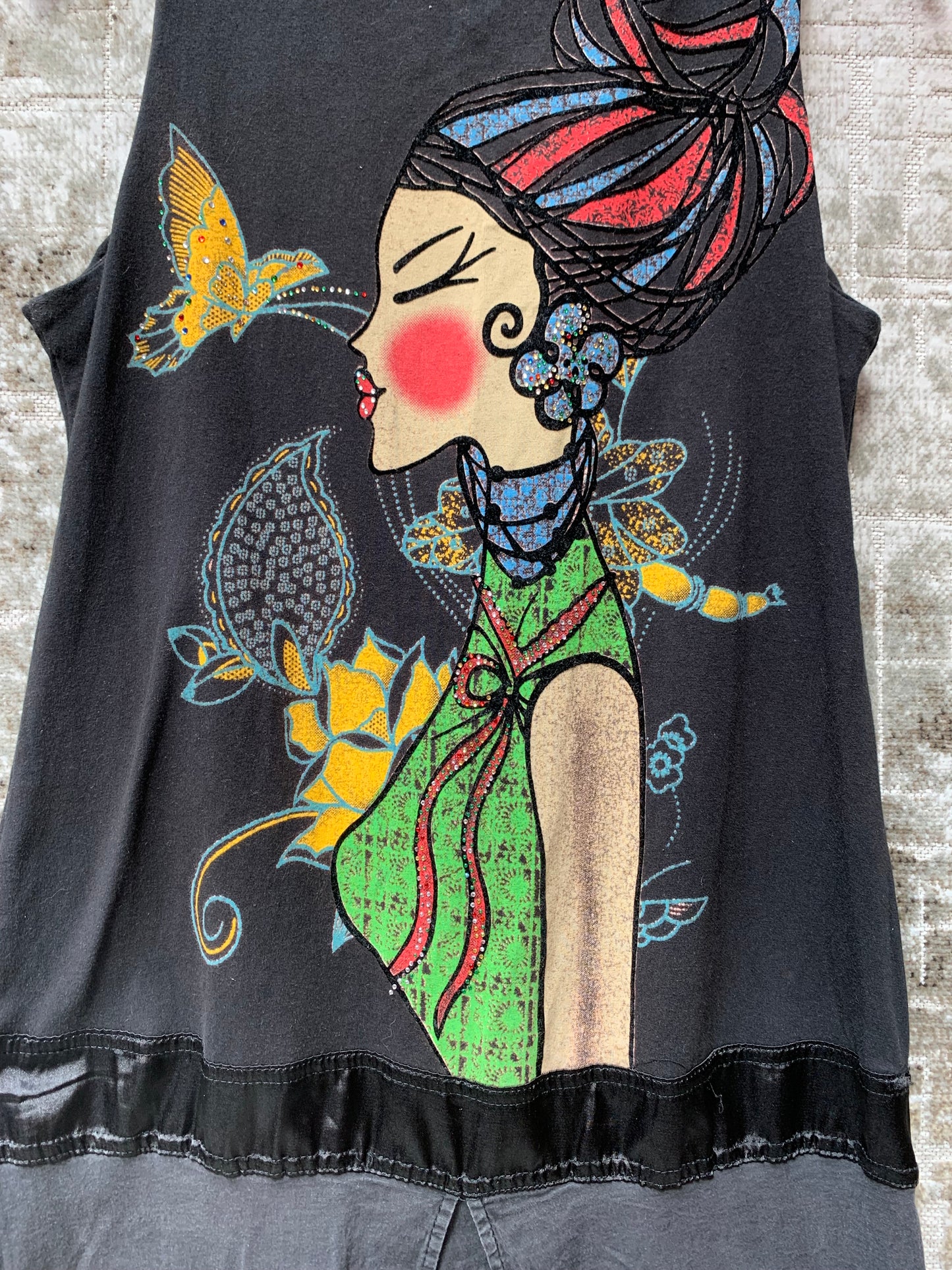 Vintage Vibes Geisha Graphic Sleeveless Dress