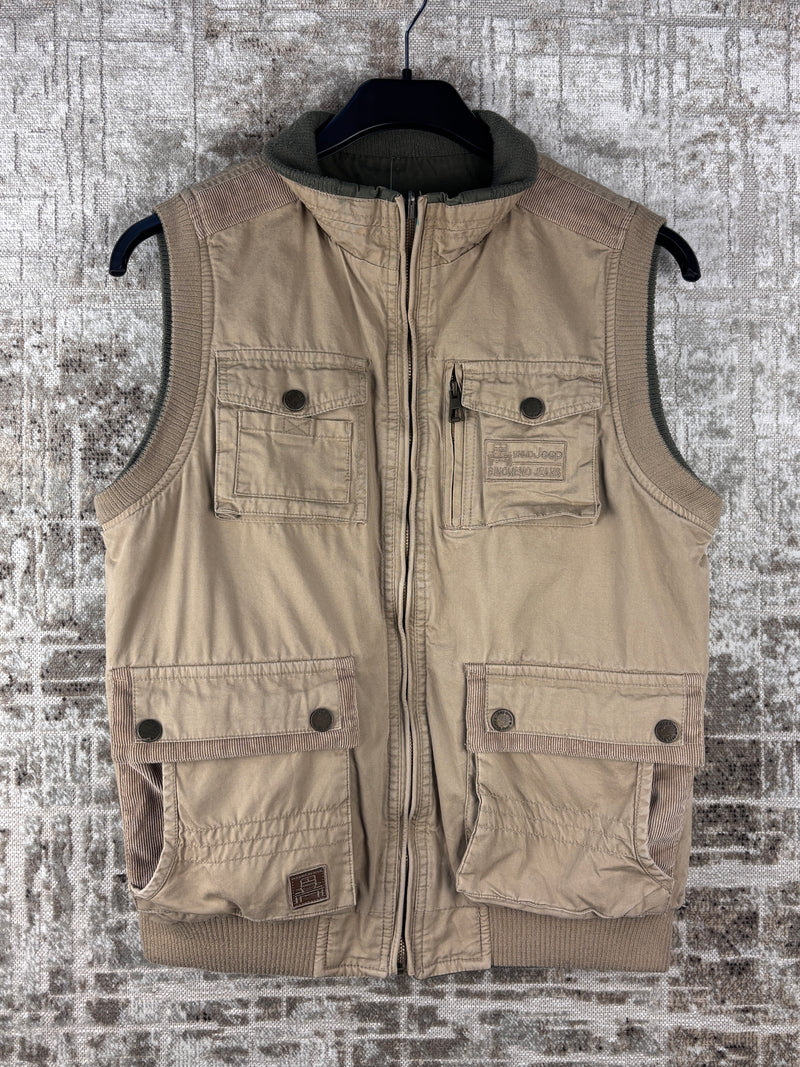 Mens Vintage Beige Khaki Utility Vest