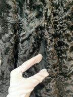 Vintage Black Curly Shearling Longline Coat