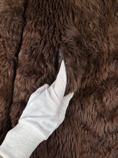 Women's Vintage Dark Brown Faux Fur Coat