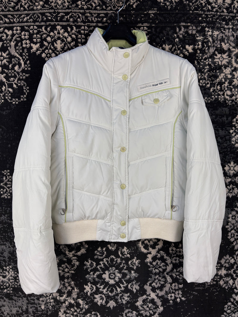Womens Vintage White Reebok Puffer Jacket