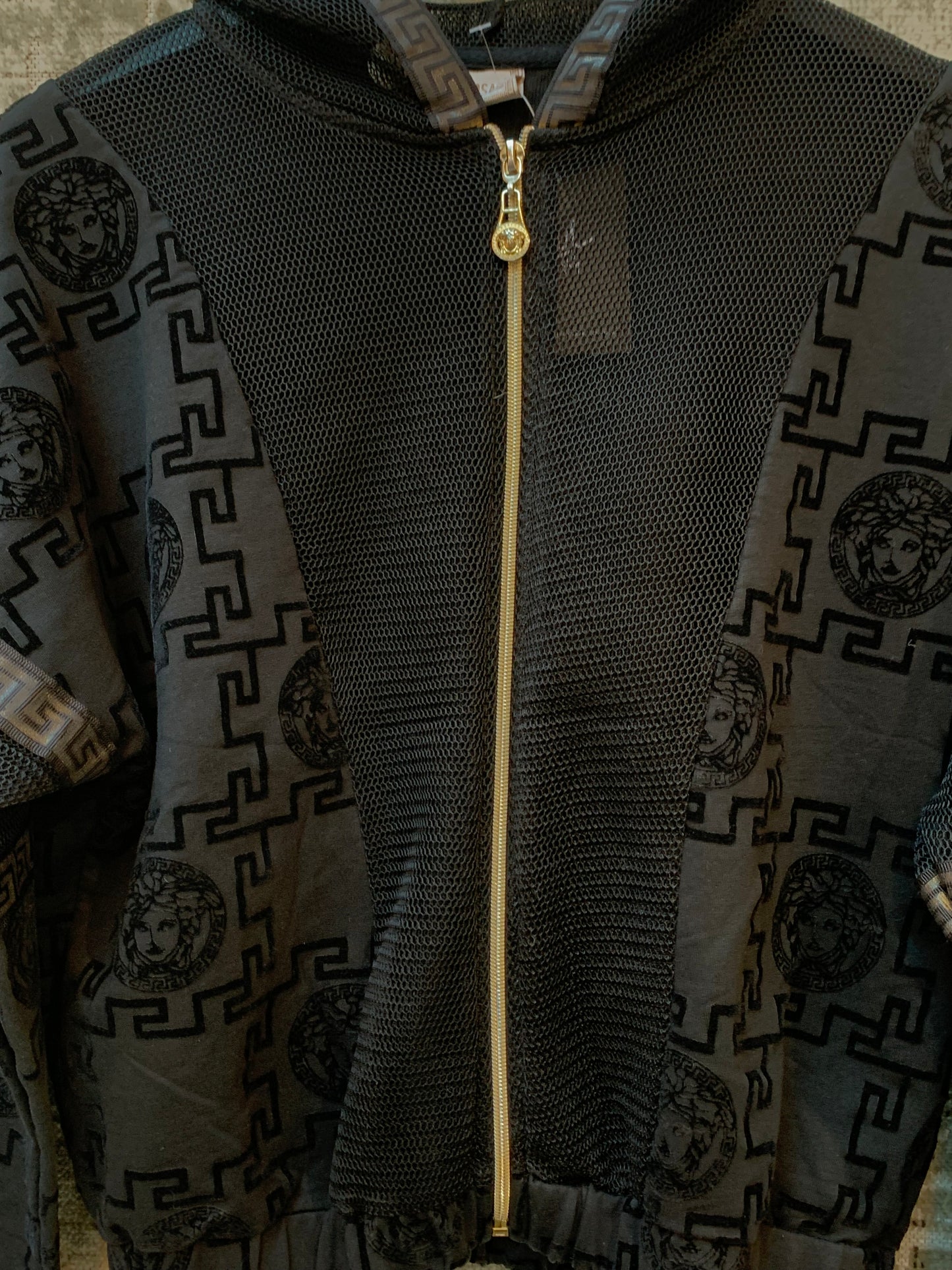 Versace Medusa Greek Key Mesh Zip Hoodie