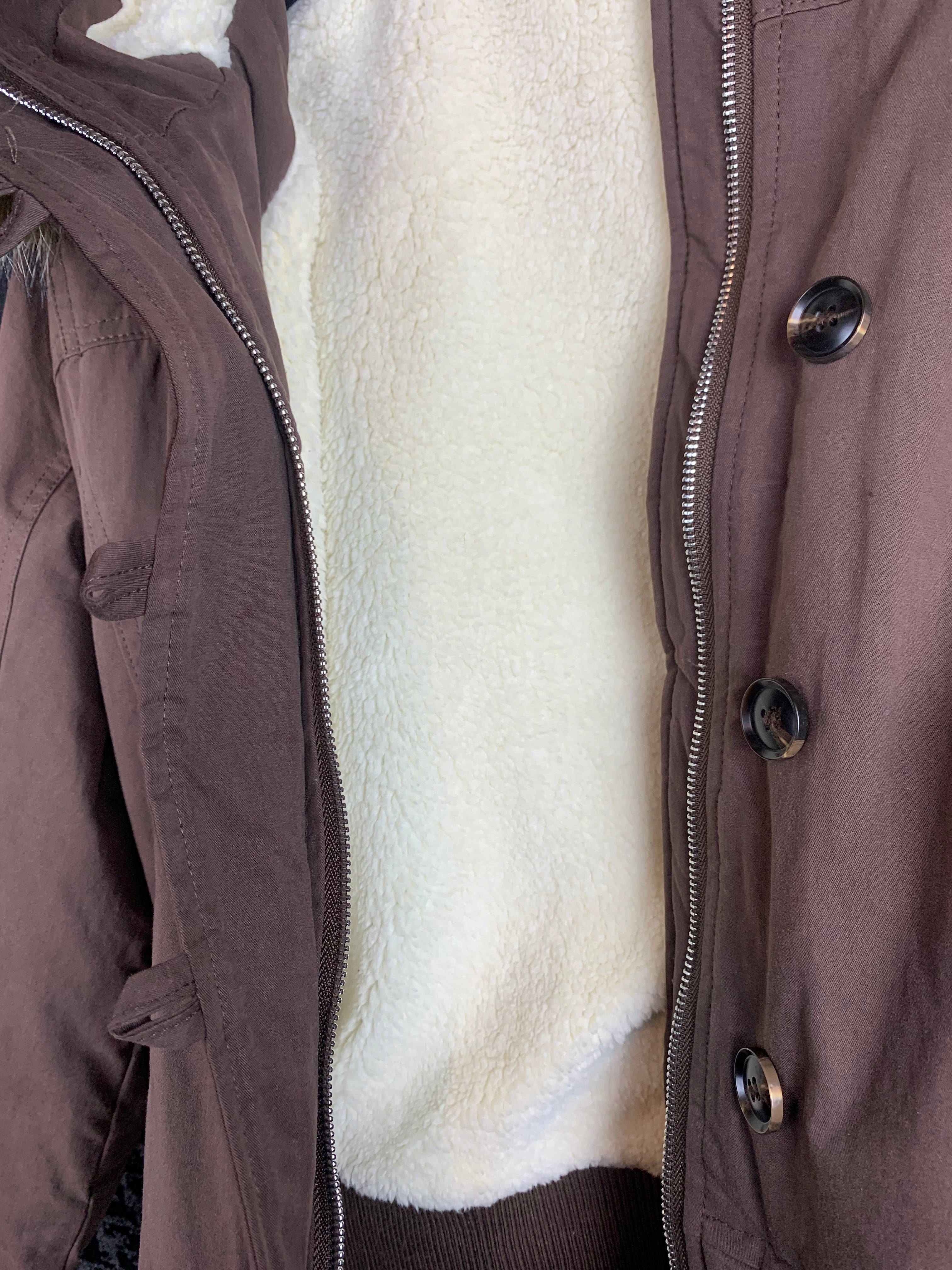 y2k mocha brown cropped jacket with fur trim