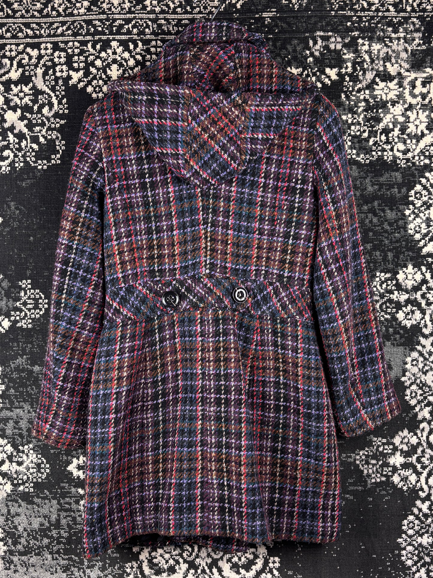 Women’s Vintage Esprit Multicolor Checkered Wool Coat
