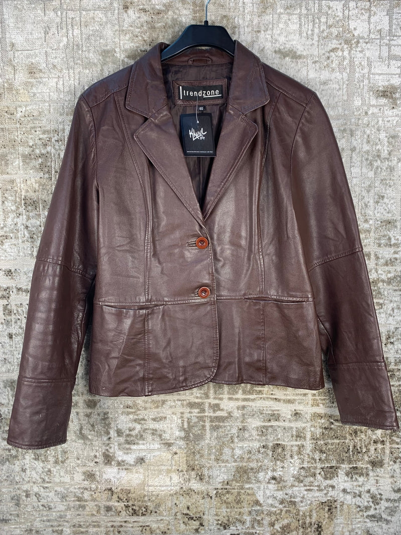 Womens Y2K Vintage Dark Burgundy Brown Genuine Leather Jacket