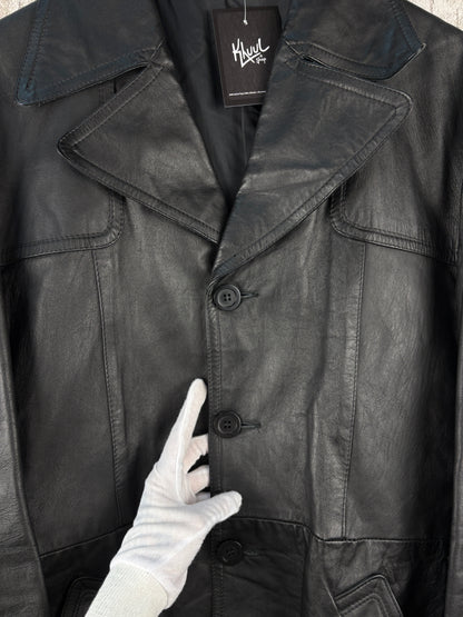 Vintage Unisex Black Genuine Leather Coat