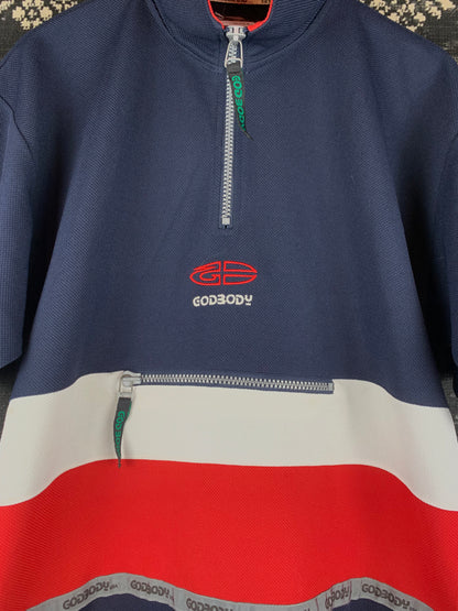 Men's Y2K Style GODBODY Oversized Jersey with Zip Collar