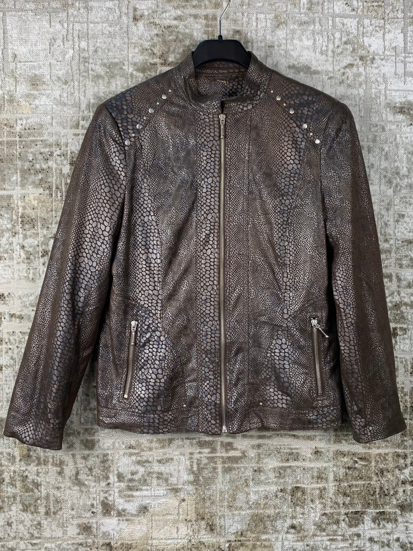 Women's Y2K Brown Snakeskin Pattern Brown Jacket