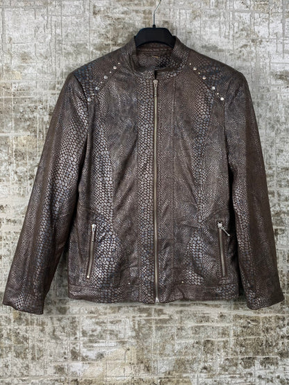 Women's Y2K Brown Snakeskin Pattern Brown Jacket