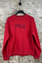 Vintage Fila Sweatshirt Red Embroidered Logo Crewneck Pullover