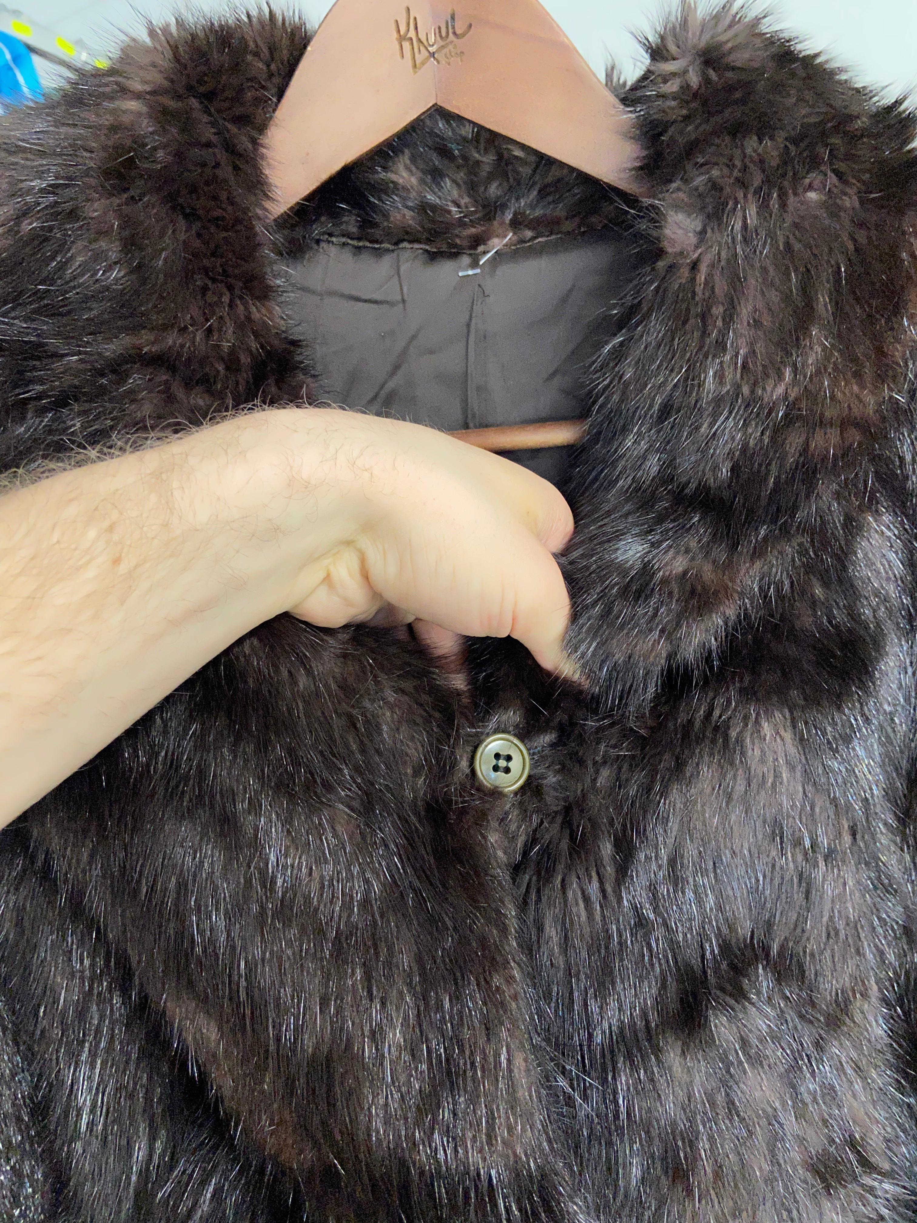 Dark Brown Black Long Mink Fur Coat Women's Vintage L