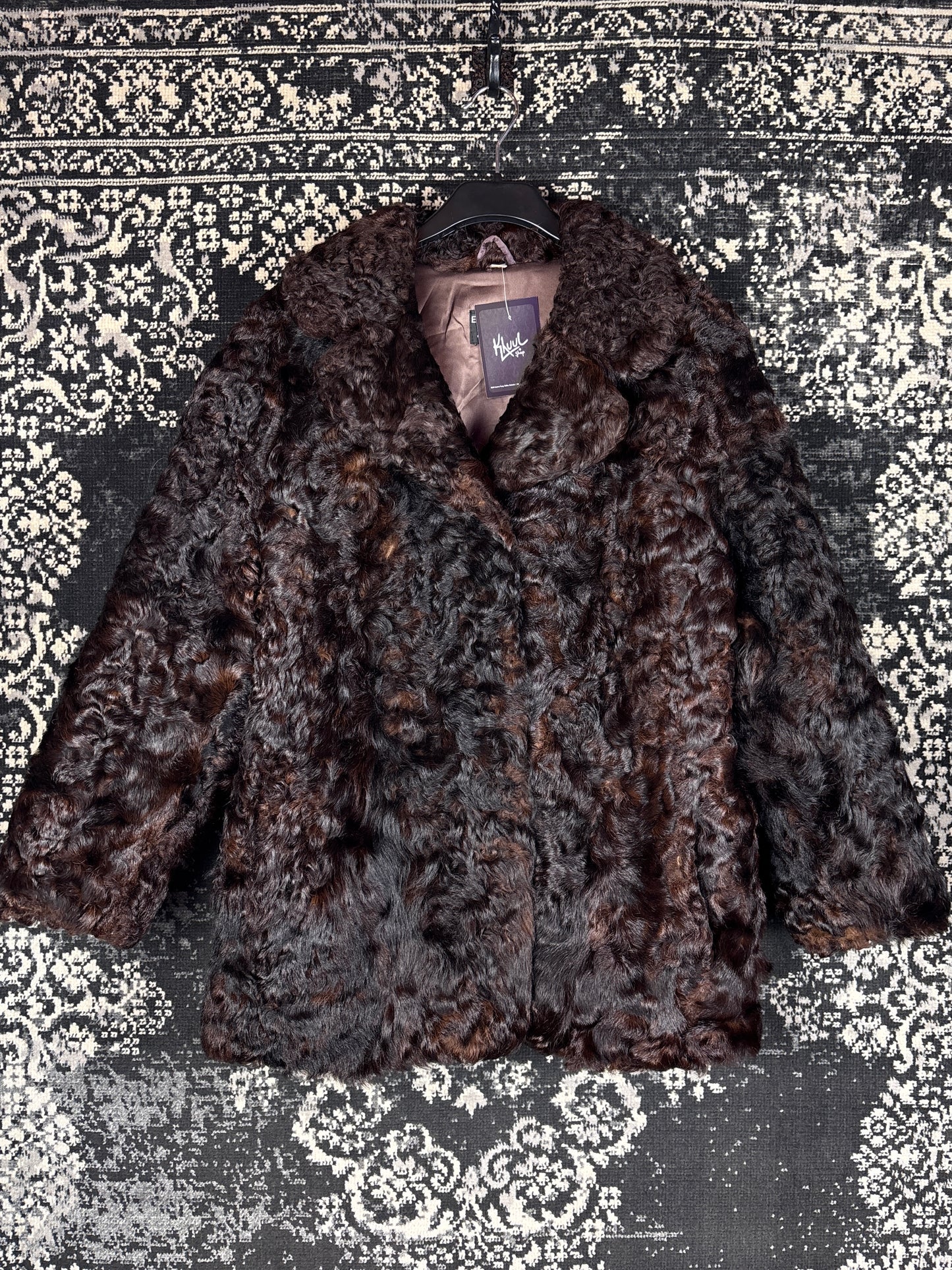 Women's Vintage Dark Brown Genuine Goat Fur Coat