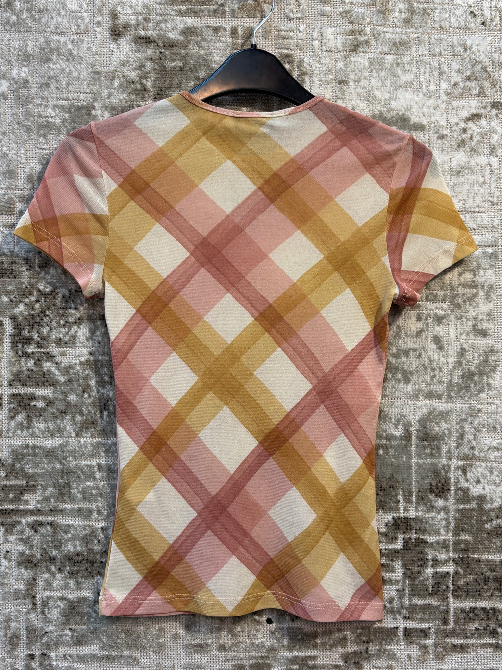 Kookai Y2K Plaid Mesh Tee
