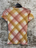 Kookai Y2K Plaid Mesh Tee