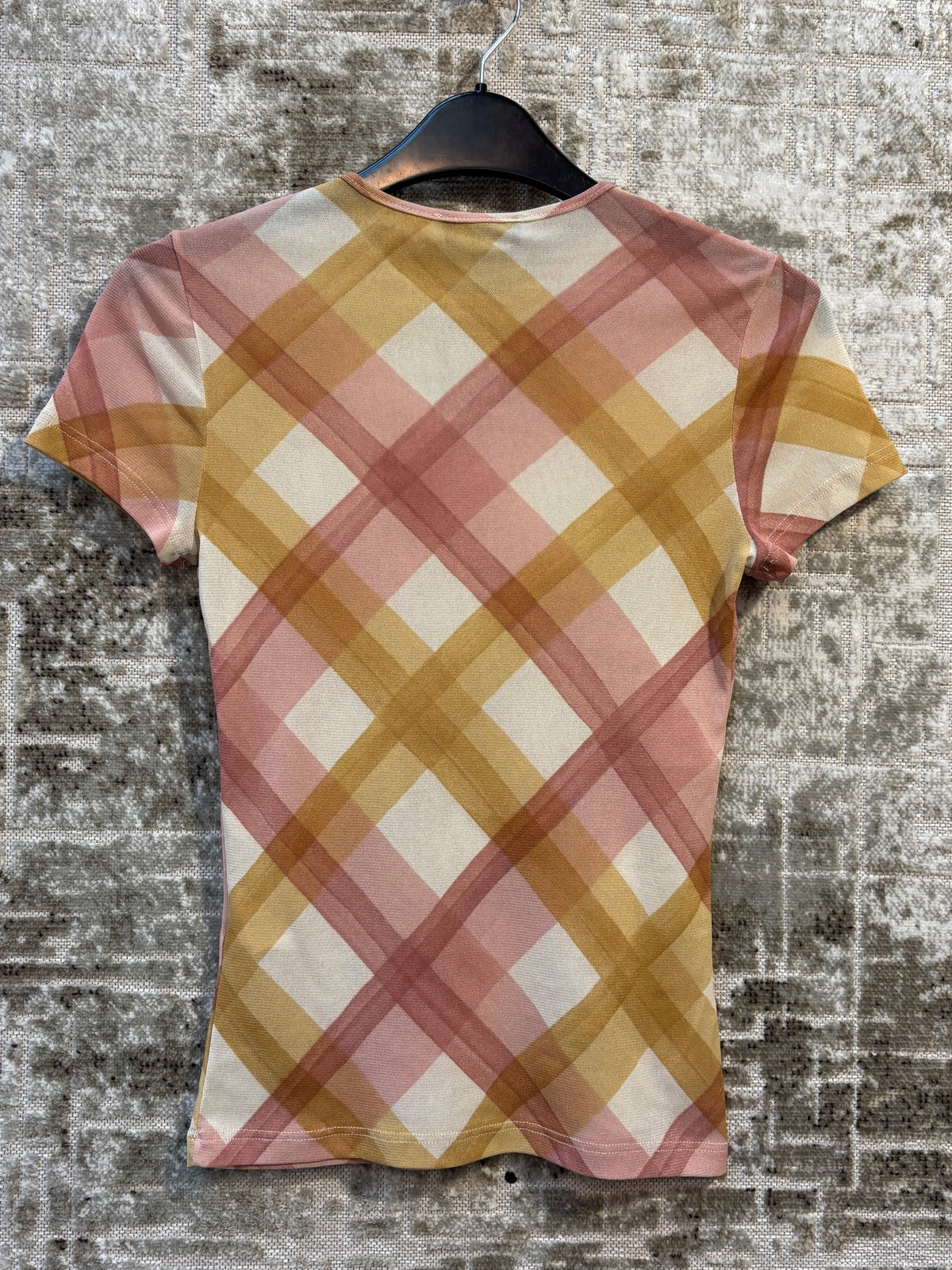 Kookai Y2K Plaid Mesh Tee
