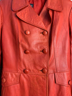 Vintage Double-Breasted Leather Coat
